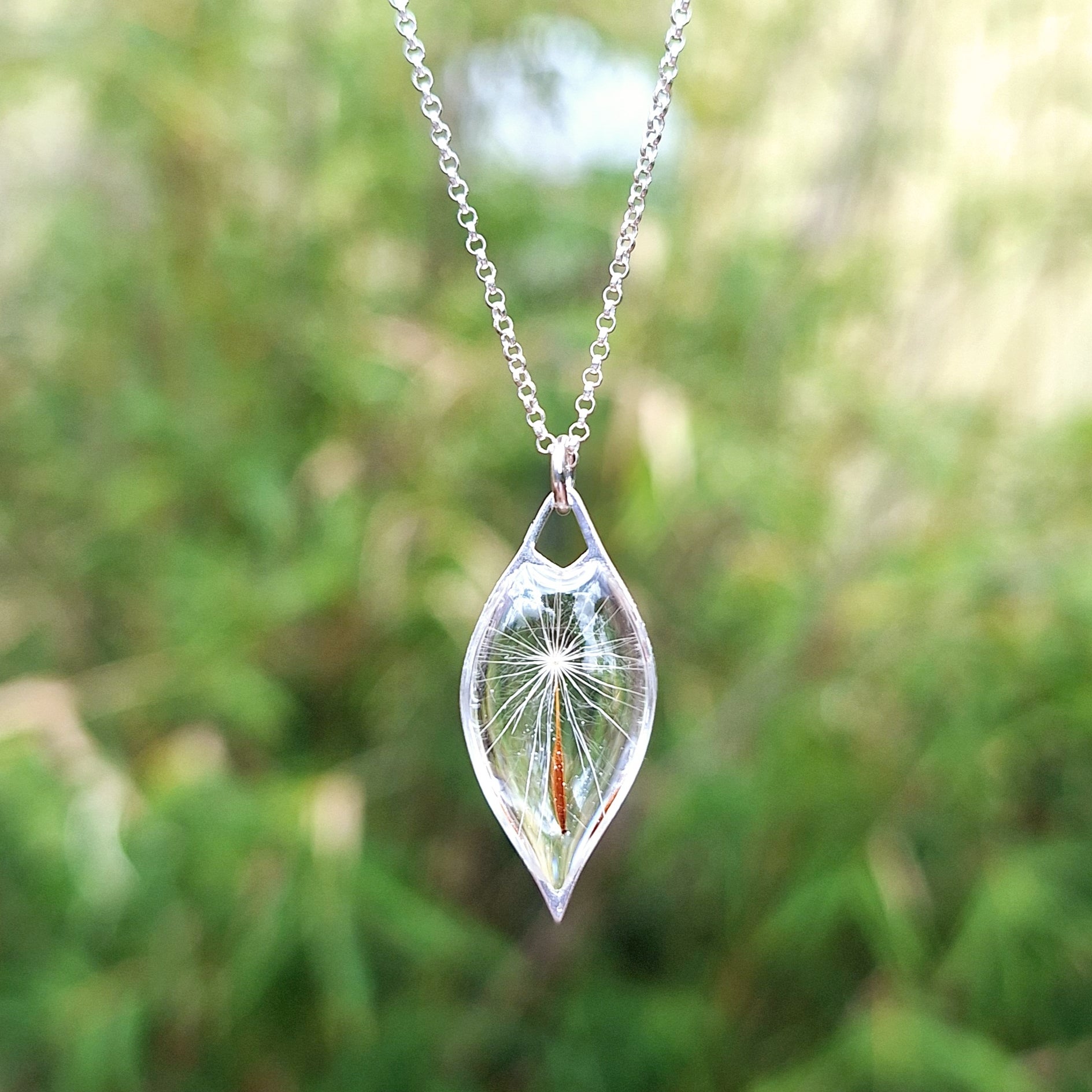 Dandelion Seed Dandelion Necklace Sterling Silver Dandelion